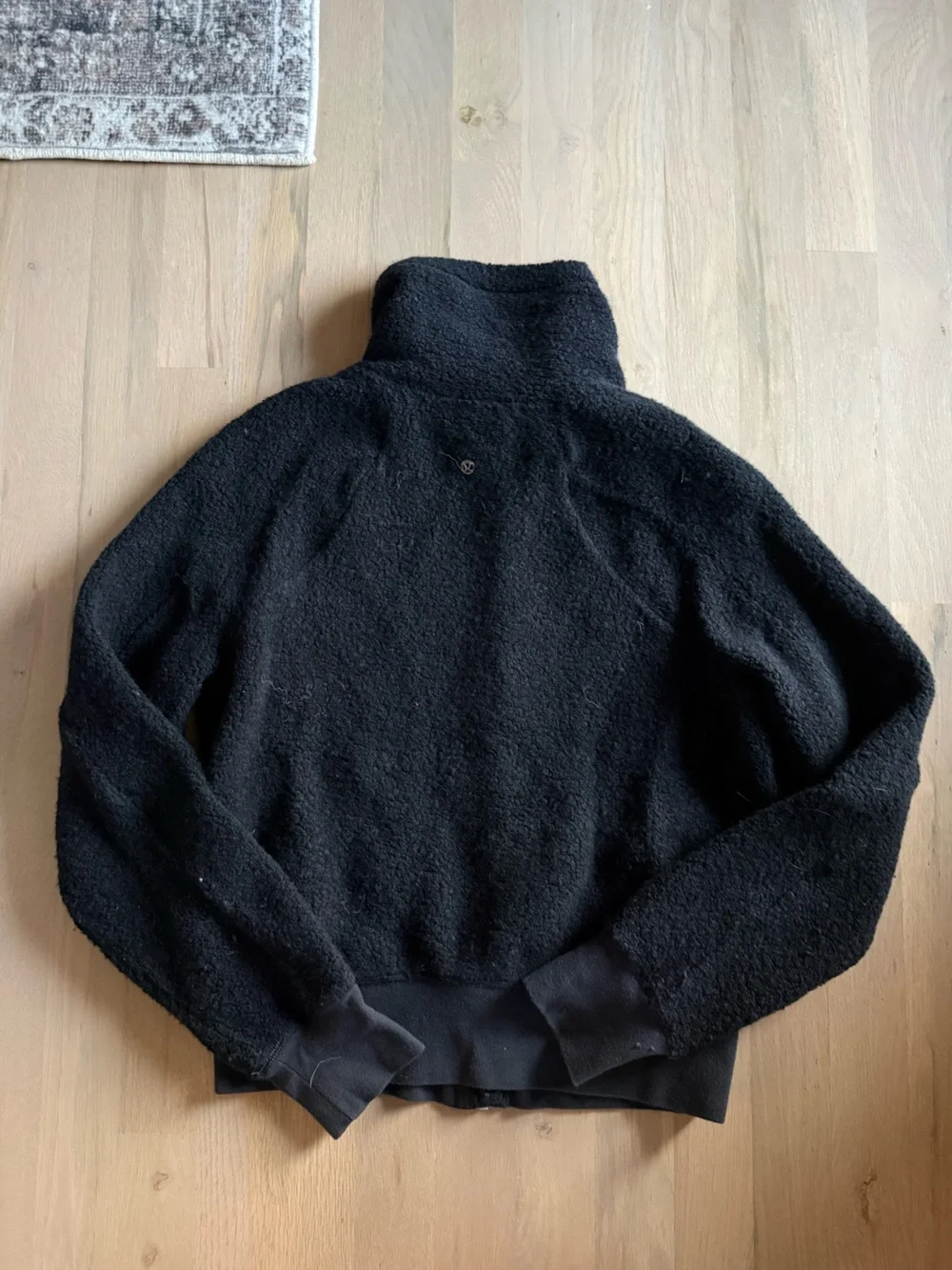 lululemon athletica Black Bouclé Hooded Jacket with Nylon Lining